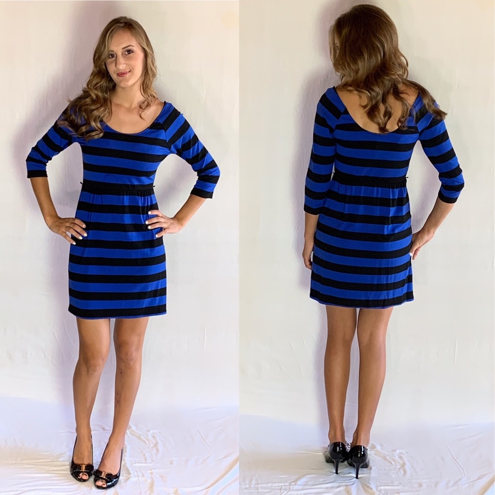 Striped blue and black dress
